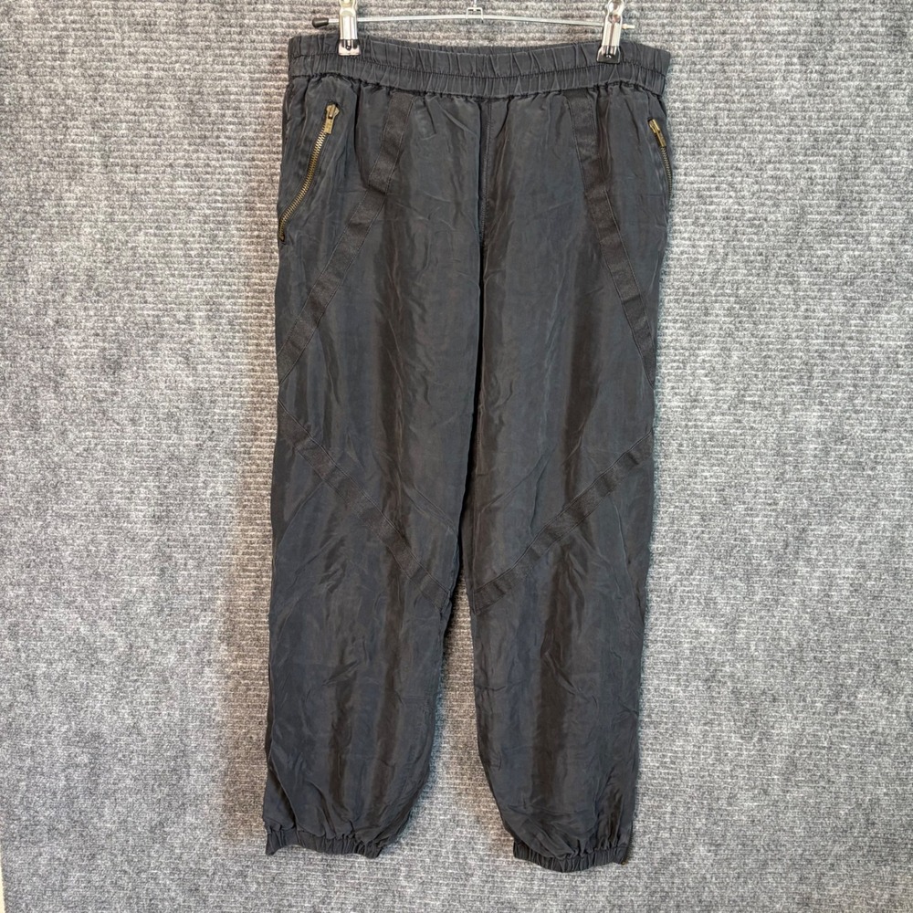 See by Chloe 100% Silk Utility Parachute Jogger Pants Lace Up Gray USA 10